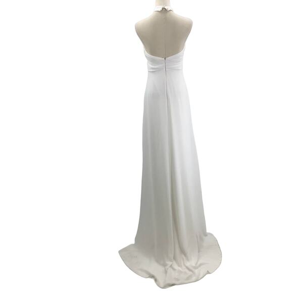 LULU'S S Elegant Glamour White Pleated Halter Cutout Maxi  Dress NWT b136 *flaw - Picture 4 of 13